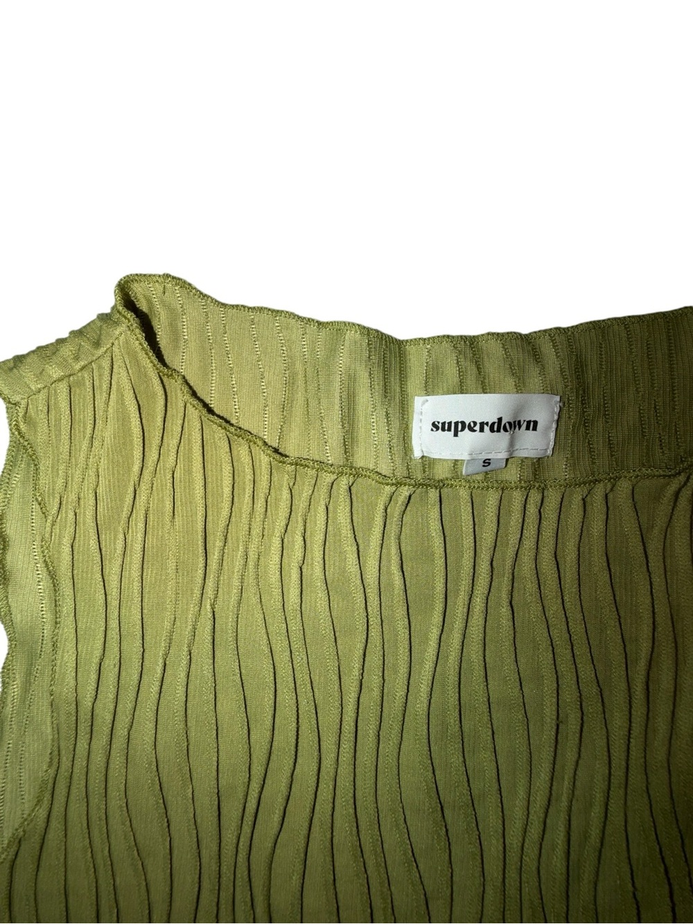 superdown Olive Wave-Textured Ribbed Tank - Picture 2 of 4